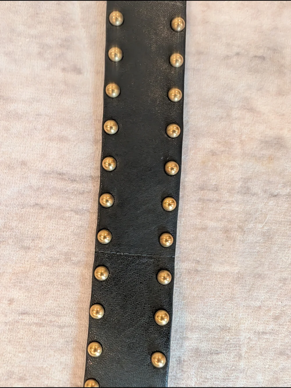 PRADA Women's Black Leather Studded Belt with Gold Buckle